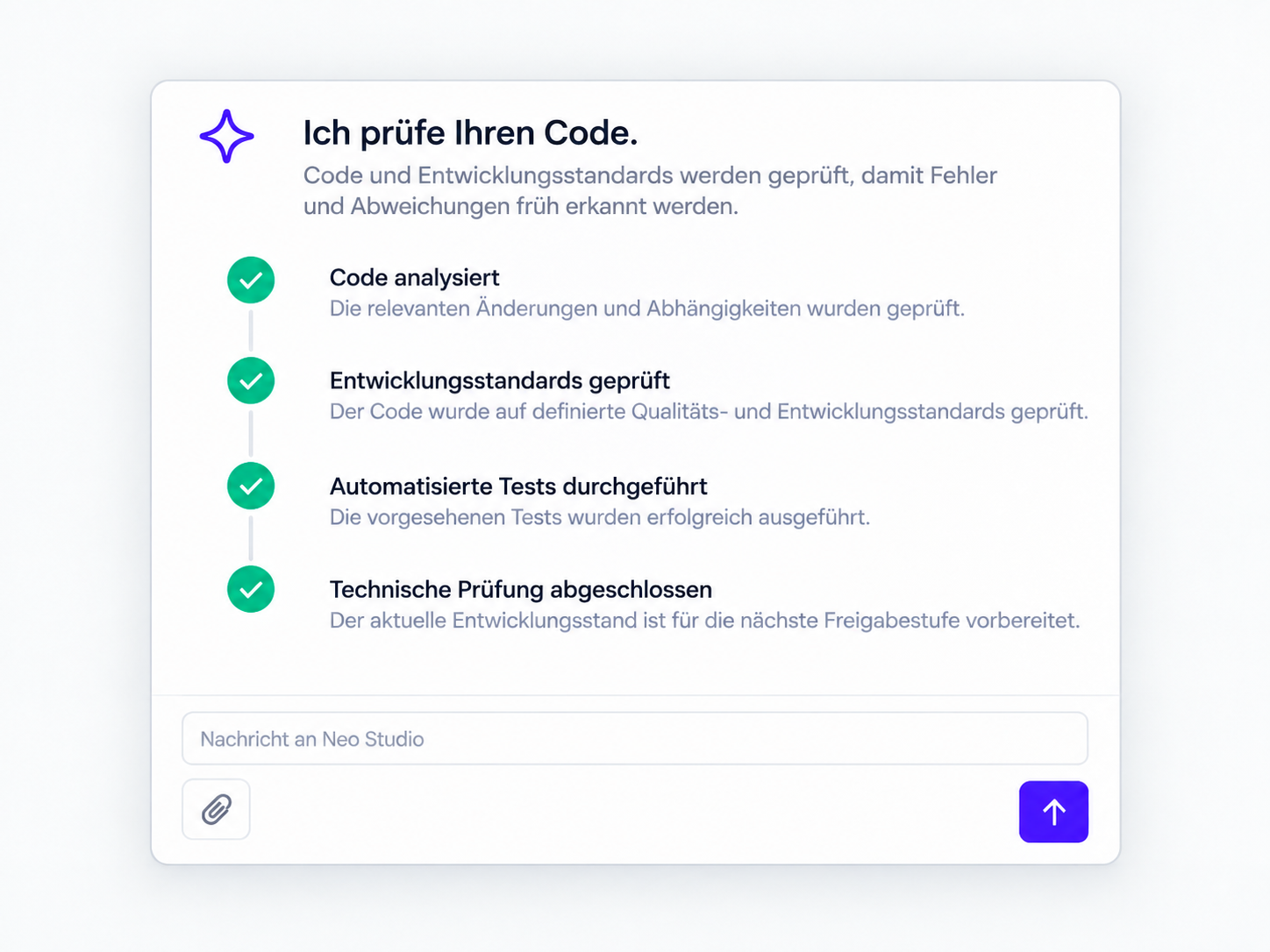 Automatisierte Codeprüfung in Comitas NEO Studio